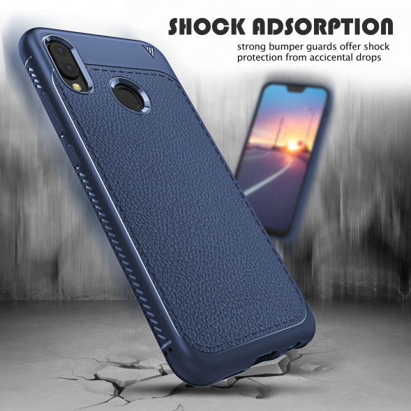 Чехол IVSO Gentry Litchi для Huawei P20 Lite / Nova 3e (темно-синий)