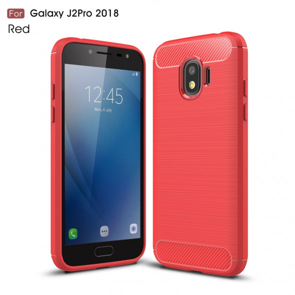 Чехол - накладка Carbon Fibre для Samsung Galaxy J2 Pro 2018 (красный)