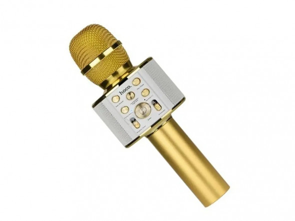 Караоке микрофон Hoco BK3 беспроводной для живого вокала (золотистый)