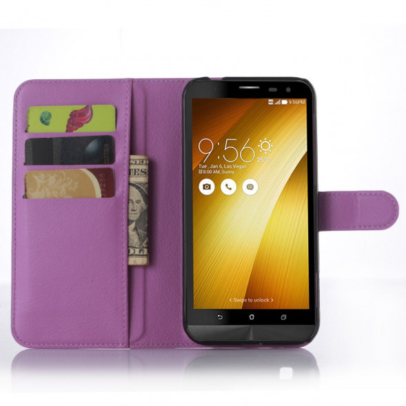 Чехол книжка с визитницей для Asus Zenfone Zoom ZX551ML ZX550 (Фиолетовый)