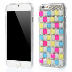 3D TPU Чехол накладка со стразами для iPhone 6, 6S (Белый)
