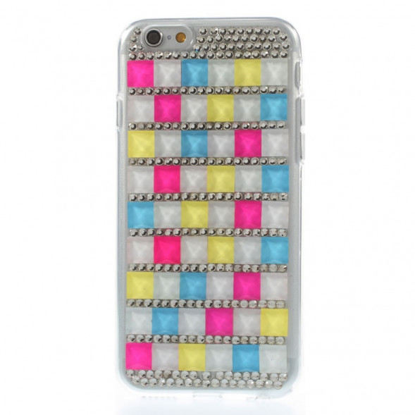 3D TPU Чехол накладка со стразами для iPhone 6, 6S (Белый)