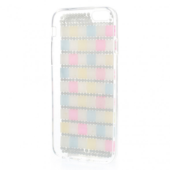3D TPU Чехол накладка со стразами для iPhone 6, 6S (Белый)