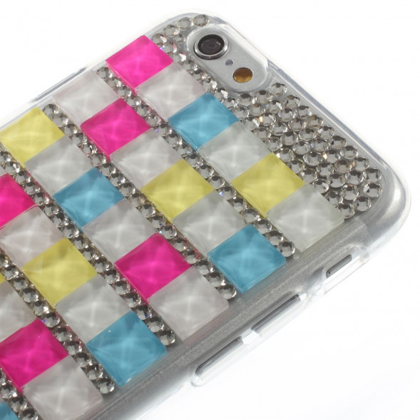 3D TPU Чехол накладка со стразами для iPhone 6, 6S (Белый)