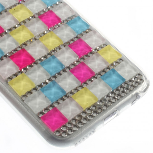 3D TPU Чехол накладка со стразами для iPhone 6, 6S (Белый)