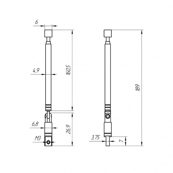AST-23 D6mm S3 190-420mm телескопическая антенна