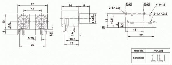 RCA-216 гнездо на плату (RS-212)