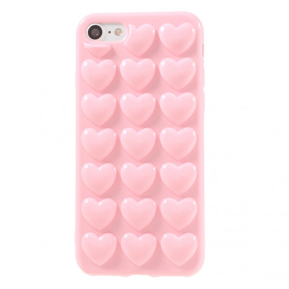 3D Сердца-чехол для iPhone 7 / iPhone 8 (розовый)