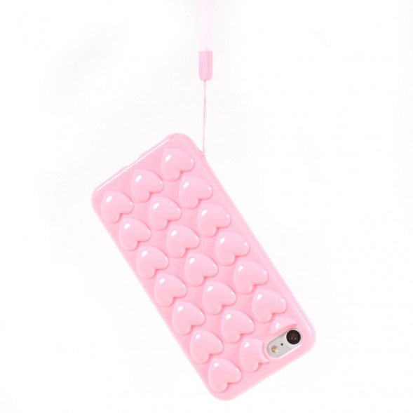 3D Сердца-чехол для iPhone 7 / iPhone 8 (розовый)