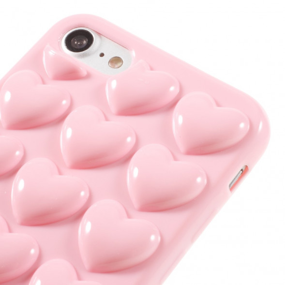 3D Сердца-чехол для iPhone 7 / iPhone 8 (розовый)