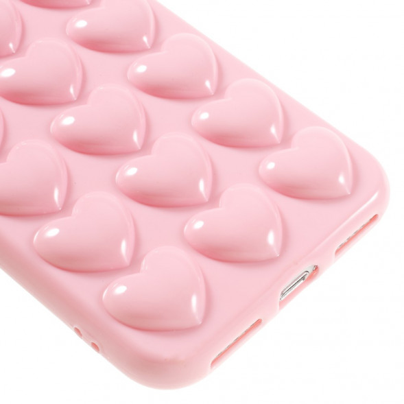 3D Сердца-чехол для iPhone 7 / iPhone 8 (розовый)