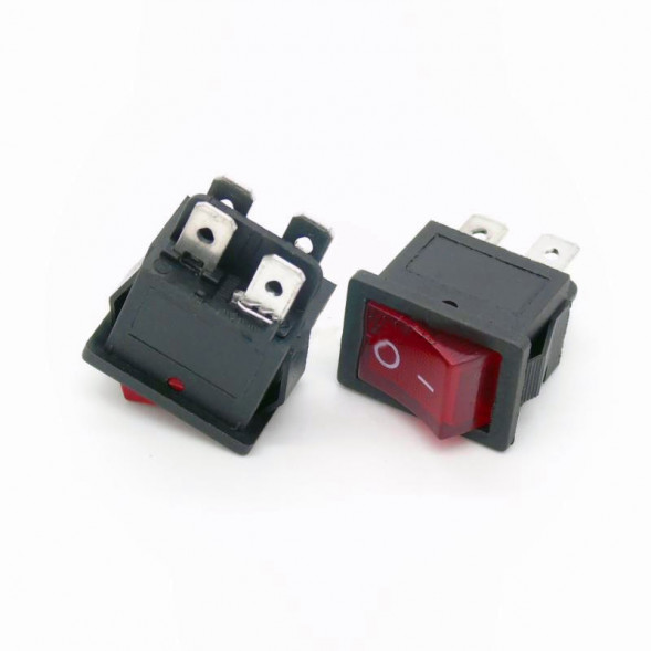 Переключатель с подсветкой ON-OFF 6A 250VAC 4Pin (красная клавиша)