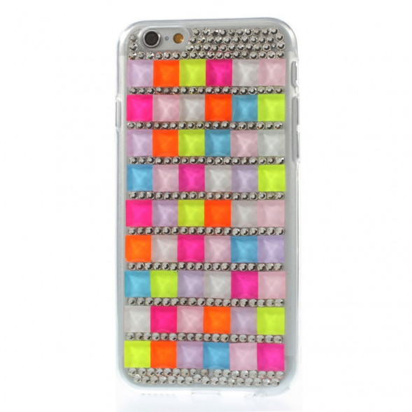 3D TPU Чехол накладка со стразами для iPhone 6, 6S (Розовый)