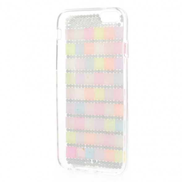 3D TPU Чехол накладка со стразами для iPhone 6, 6S (Розовый)