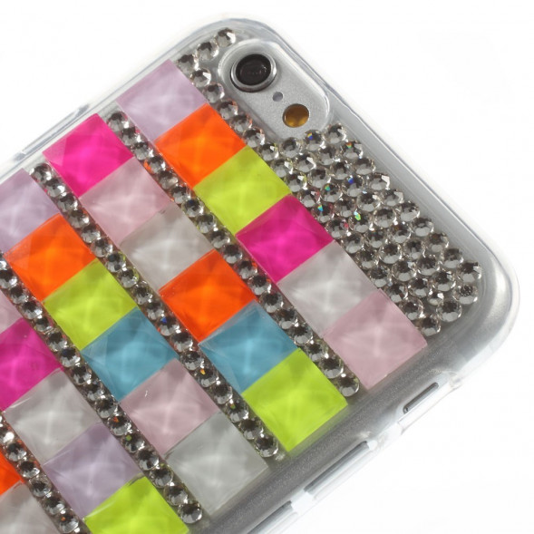 3D TPU Чехол накладка со стразами для iPhone 6, 6S (Розовый)