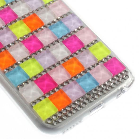 3D TPU Чехол накладка со стразами для iPhone 6, 6S (Розовый)