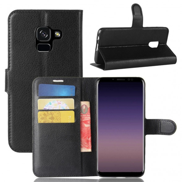 Чехол книжка с визитницей для Samsung Galaxy A8 (2018) (черный)