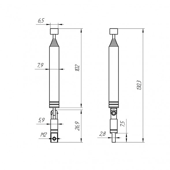 AST-20 D8mm S8 130-550mm телескопическая антенна