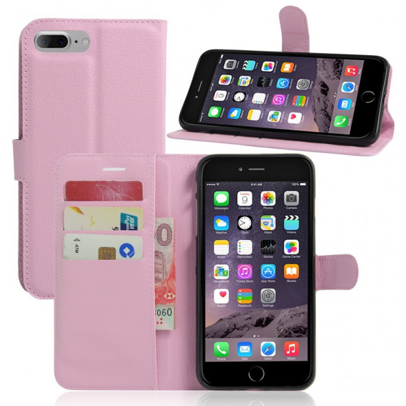 Чехол книжка с визитницей для iPhone 7 Plus (Розовый)