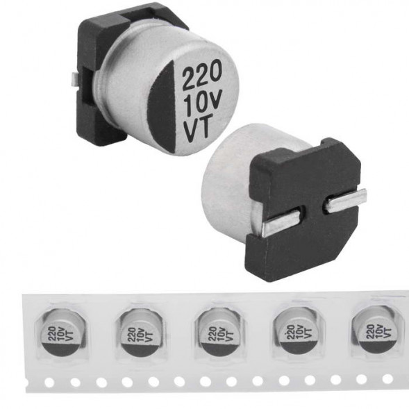 Конденсатор 220 uF 10 V 105C 6.3*5.4 VT