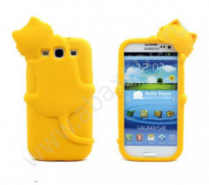 Мягкий чехол для Samsung Galaxy S3 i9300 Hello Deere (Cat) (оранжевый)