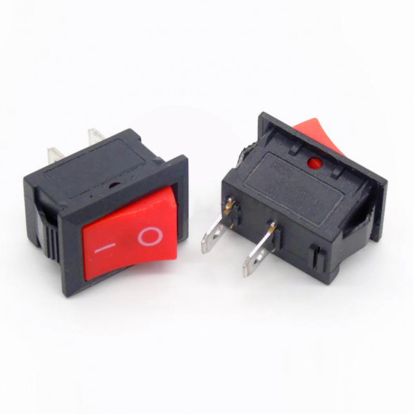 Переключатель ON-OFF 6A 250VAC 2Pin (красная клавиша)