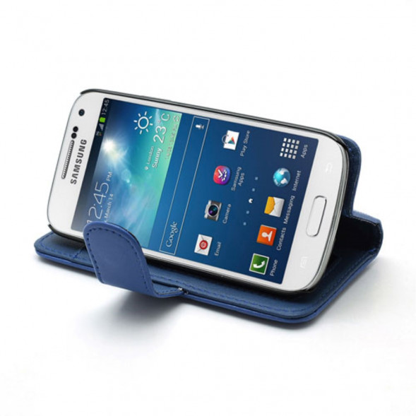 Чехол книжка с визитницей для Samsung Galaxy S 4 mini i9190 (Синий)