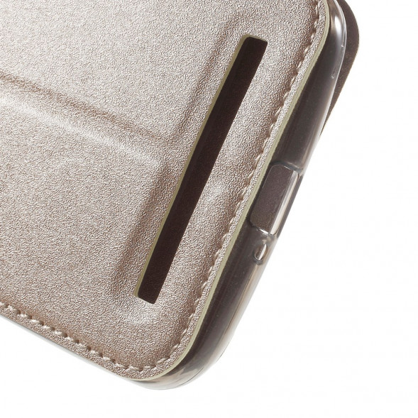 Песочный чехол с окном информации для Asus Zenfone Max (ZC550KL) (Золотистый)