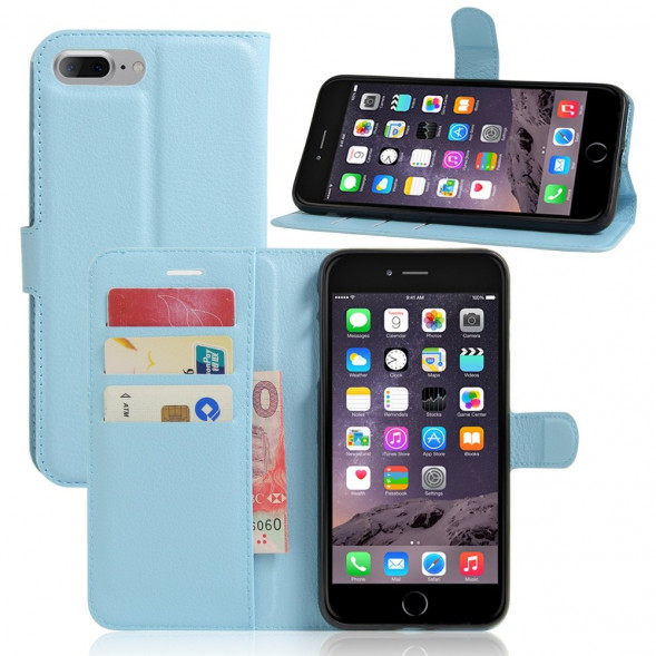 Чехол книжка с визитницей для iPhone 7 Plus (Голубой)