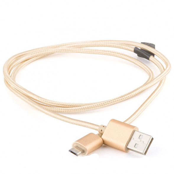 Кабель зарядки Micro USB в тканевой оплетке (золото)