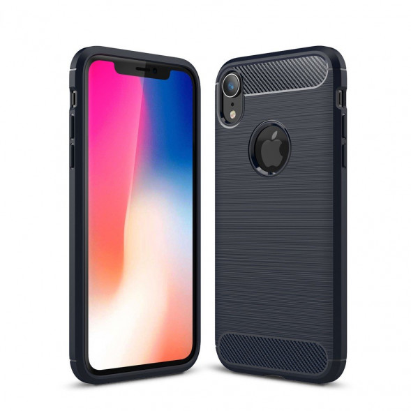 Чехол-накладка Carbon Fibre для iPhone XR (темно-синий)