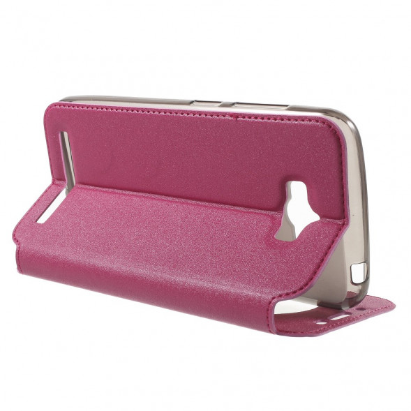 Песочный чехол с окном информации для Asus Zenfone Max (ZC550KL) (Малиновый)