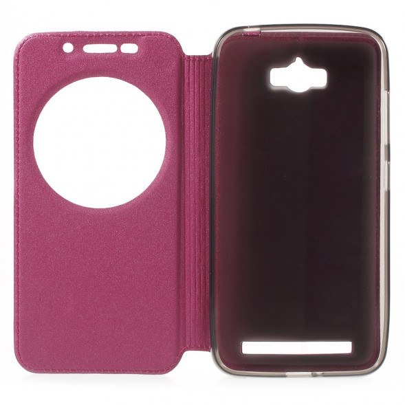 Песочный чехол с окном информации для Asus Zenfone Max (ZC550KL) (Малиновый)