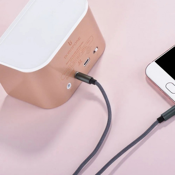 Аудиокабель Jack HOCO UPA03 Noble Sound 3.5мм, 1м, нейлон (серый)