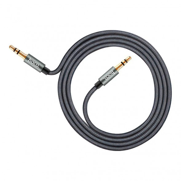 Аудиокабель Jack HOCO UPA03 Noble Sound 3.5мм, 1м, нейлон (серый)