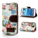Чехол книжка с цветами для Samsung Galaxy S4 mini i9190, i9195 (Белый)