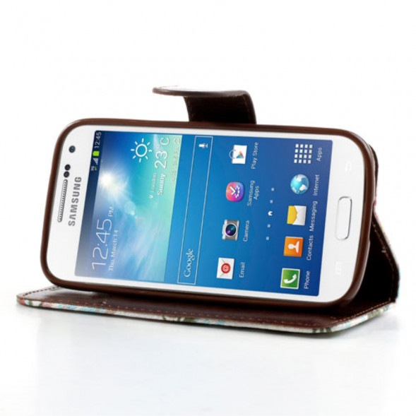 Чехол книжка с цветами для Samsung Galaxy S4 mini i9190, i9195 (Белый)