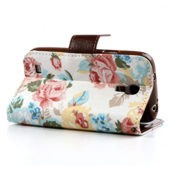 Чехол книжка с цветами для Samsung Galaxy S4 mini i9190, i9195 (Белый)