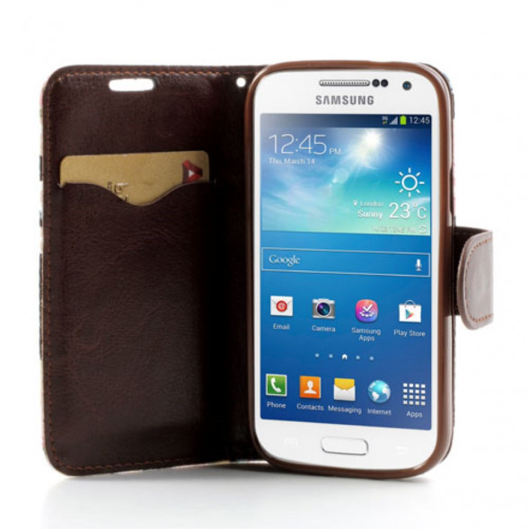 Чехол книжка с цветами для Samsung Galaxy S4 mini i9190, i9195 (Белый)