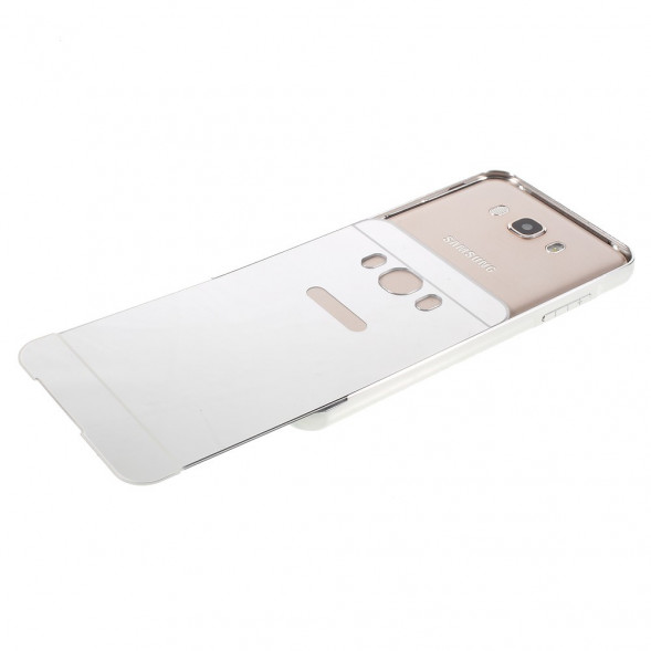 Алюминиевый бампер чехол для Samsung Galaxy J7 (2016) SM-J710F (Серебряный)
