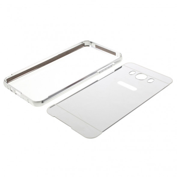 Алюминиевый бампер чехол для Samsung Galaxy J7 (2016) SM-J710F (Серебряный)