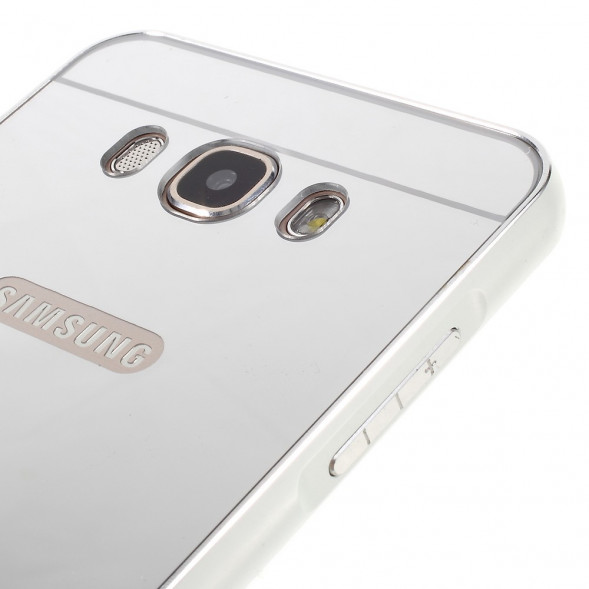 Алюминиевый бампер чехол для Samsung Galaxy J7 (2016) SM-J710F (Серебряный)