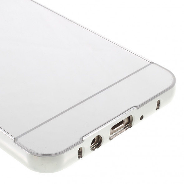 Алюминиевый бампер чехол для Samsung Galaxy J7 (2016) SM-J710F (Серебряный)