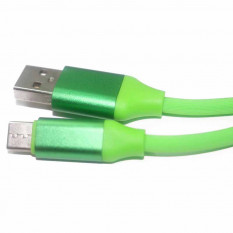 Кабель Type-C USB 3.1 прорезиненный с металлическими концевиками (зеленый)