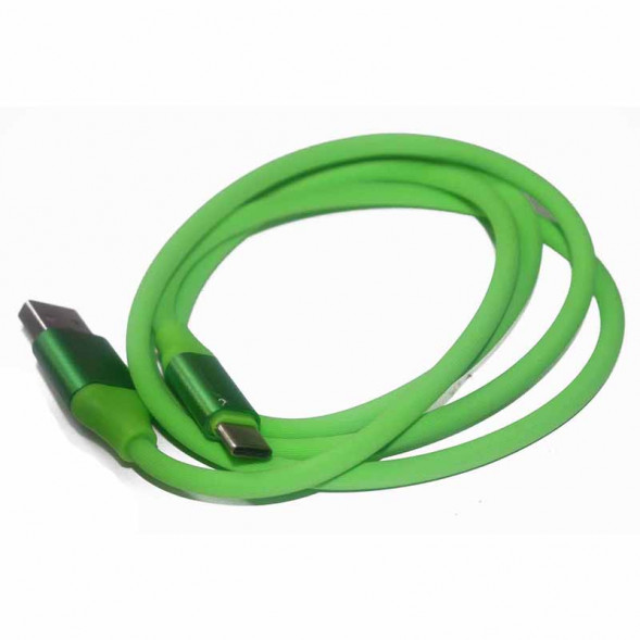 Кабель Type-C USB 3.1 прорезиненный с металлическими концевиками (зеленый)