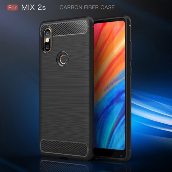 Чехол накладка Carbon Fibre для Xiaomi Mi Mix 2s (черный)
