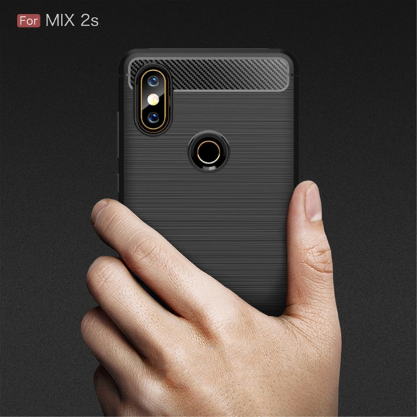 Чехол накладка Carbon Fibre для Xiaomi Mi Mix 2s (черный)