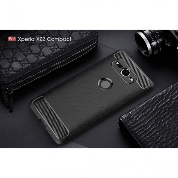 Чехол Carbon Fiber для Sony Xperia XZ2 Compact (черный)