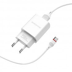 Зарядное устройство Borofone BA20A набор с кабелем Type-C 2100 mAh (белый)