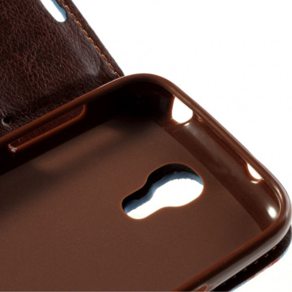 Чехол книжка с цветами для Samsung Galaxy S4 mini i9190, i9195 (Синий)